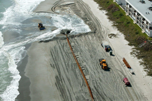 Photo of sediment being added to Melbourne beach